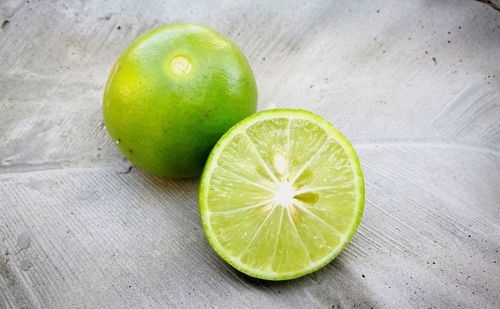 High angle view of lemon on table