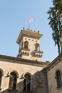 Low angle view of historical building against clear sky