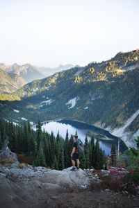 Man on mountain against sky