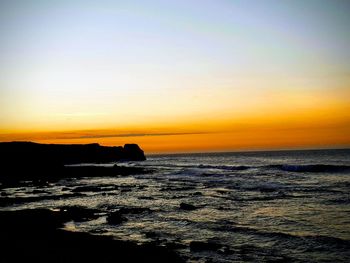 Scenic view of sea against sky during sunset