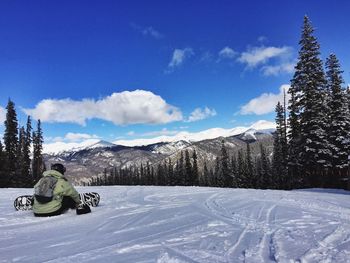 Scenic view of snow covered mountain against sky