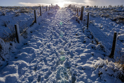 Scenic view of snow covered field