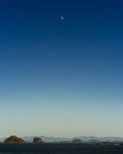 Scenic view of land against clear blue sky