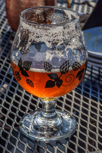 Close-up of beer in glass