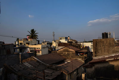 High angle view of buildings in city