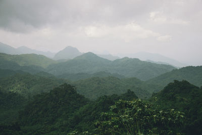 Scenic view of mountains against sky in vietnam