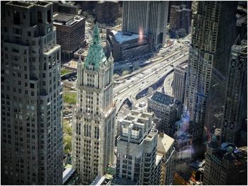 High angle view of city street