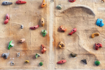 Full frame shot of climbing wall