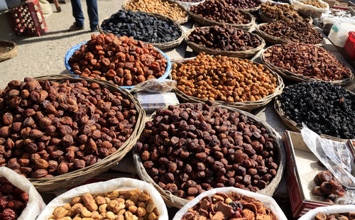 High angle view of food for sale at market