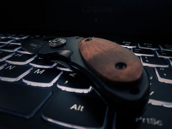 High angle view of computer keyboard