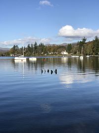 Scenic view of lake against sky