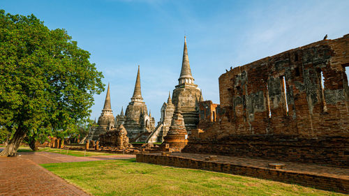 Old temple building against sky