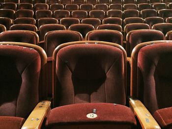 Full frame shot of empty seats at movie theatre