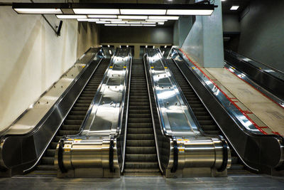 Close-up of escalator at subway station
