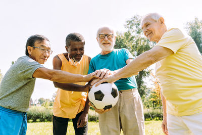 Group of people playing soccer