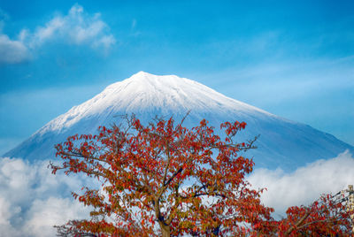 Scenic view of snowcapped mountain against sky