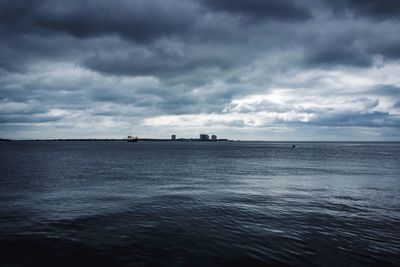 Scenic view of sea against cloudy sky