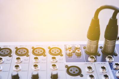 High angle view of typewriter on table against white background