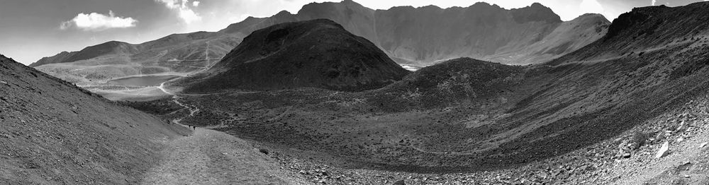 Panoramic view of mountains against sky