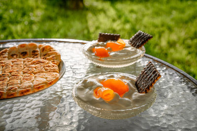 Close-up of dessert on table