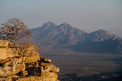 Scenic view of mountains against clear sky