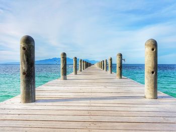 View of pier on lake