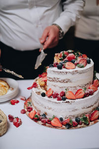 High angle view of cake on table