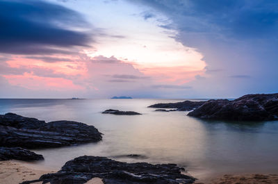 Scenic view of sea against sky during sunset