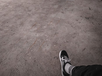 Low section of man standing on land