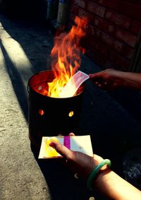 Low section of person at night