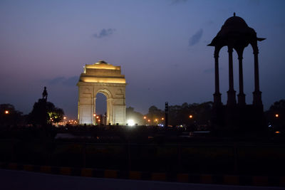 Silhouette of monument at night