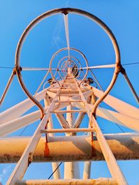 Low angle view of metallic structure against clear sky