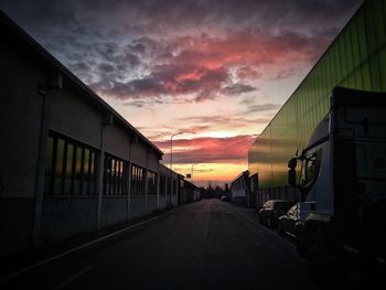 Train against sky at sunset