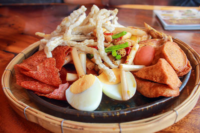 Close-up of food in plate on table