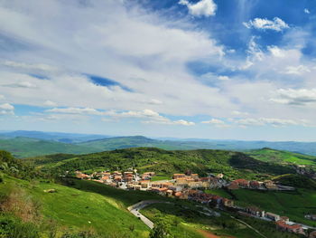 High angle view of townscape against sky