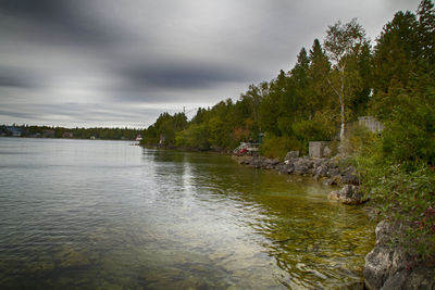 Scenic view of lake against sky