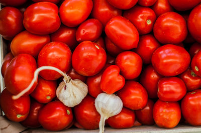 High angle view of tomatoes for sale in market