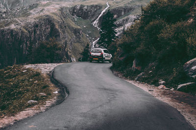 Road amidst trees and plants