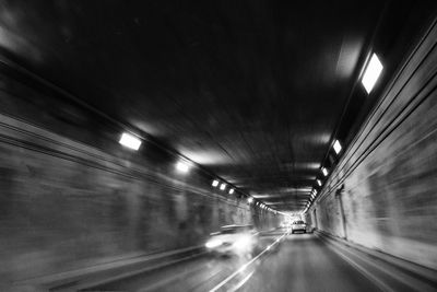 Blurred motion of illuminated tunnel