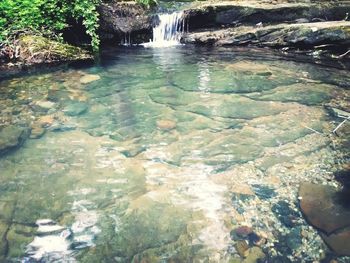 Surface level of river flowing through rocks