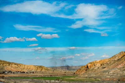 Scenic view of landscape against cloudy sky