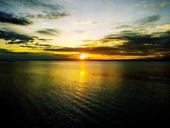 Scenic view of sea against dramatic sky