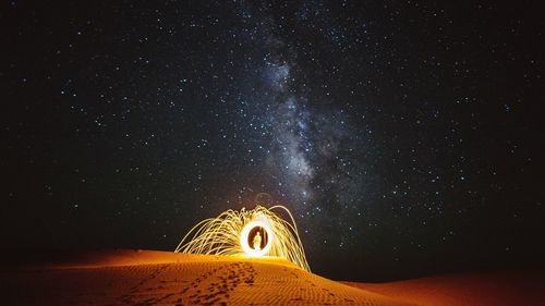 Illuminated landscape at night