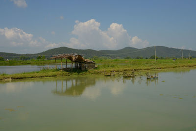 Scenic view of lake against sky