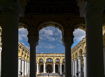 Interior view of 1636 built nayakkar palace,with beautiful arched columns. madurai.