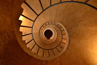 Directly below shot of spiral staircase