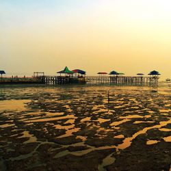 Scenic view of sea at sunset