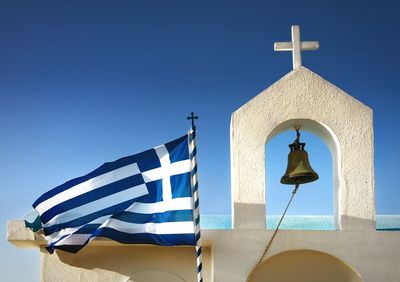 Bell tower with greek flag