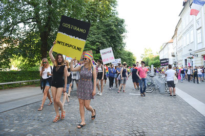 People on street in city