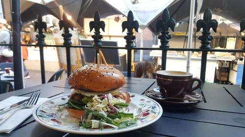 Close-up of food served on table in restaurant